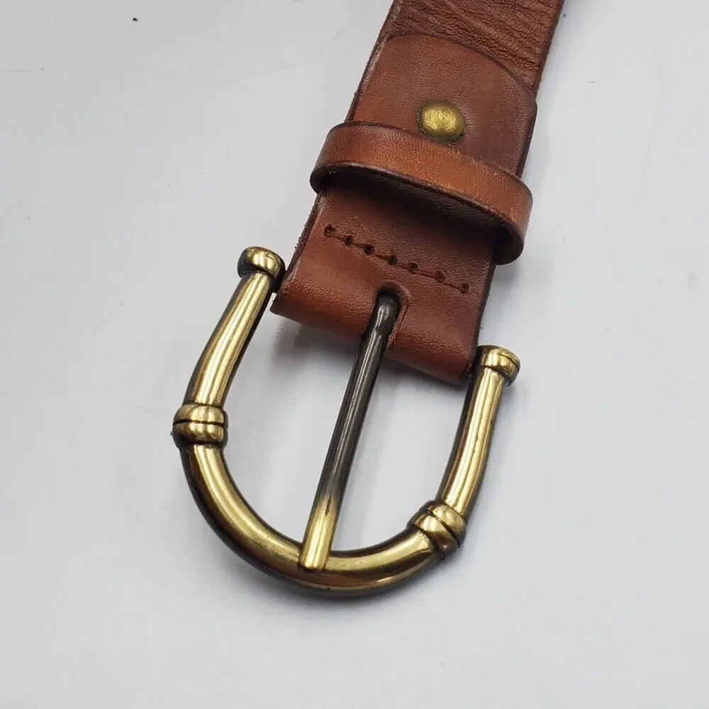 Vintage Woven Leather Belt Brown Adjustable‎ La Franch'e Paris Western European